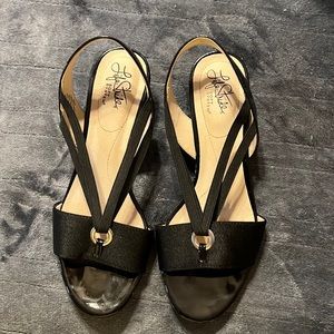 Life Stride Strappy Heels, Black Payton Leather